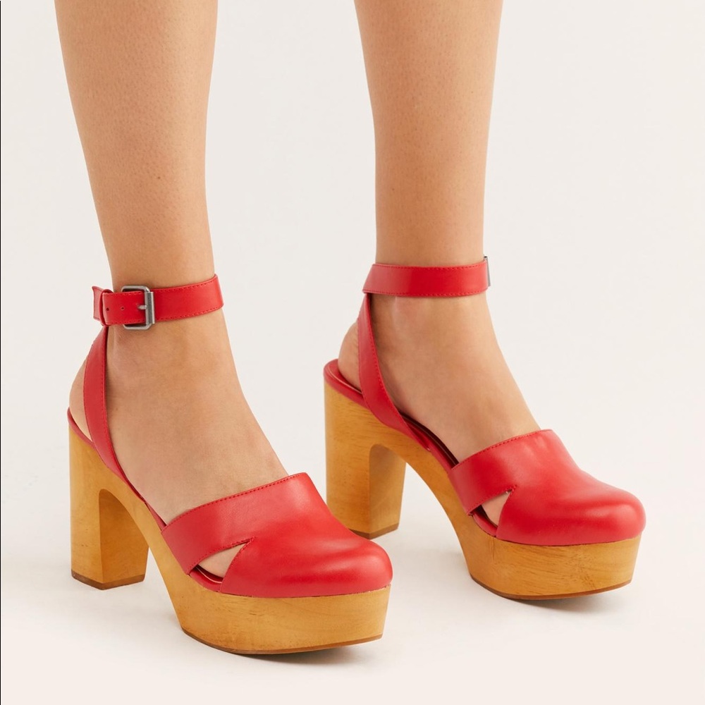 Red Vegan Leather Clog Heel, Matisse x Free People